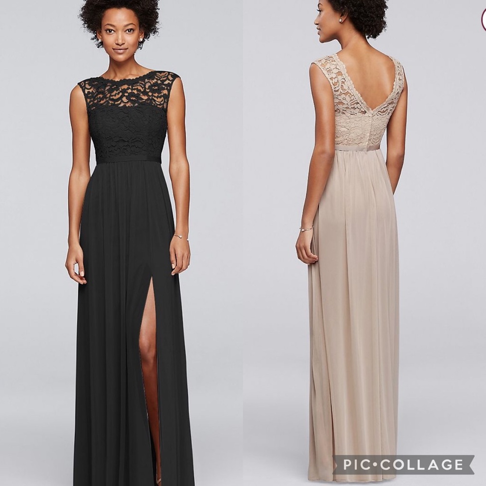 Black Lace Bodice Bridesmaid Dress F19328